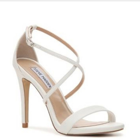 Steve Madden Shoes - Steve Madden Feliz White Snakeskin Sandal Heels